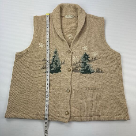 Vintage Eddie Bauer Legends Wool Blend Vest 3X Tan Ice Skating Scene - Picture 5 of 5